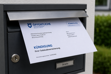 Kündigung der Gebäudeversicherung durch Öffentliche Braunschweig im Briefkasten.