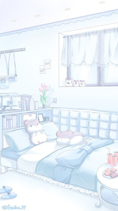 Vtuberのハムスターぬいぐるみがある配信背景イラスト/ココナラでのご依頼 