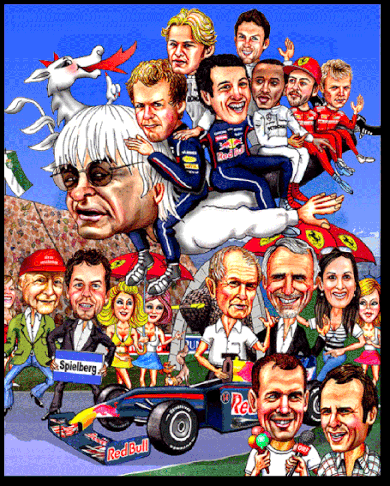 Karikaturen zeichnen lassen, die Formel 1 in der Steiermark.