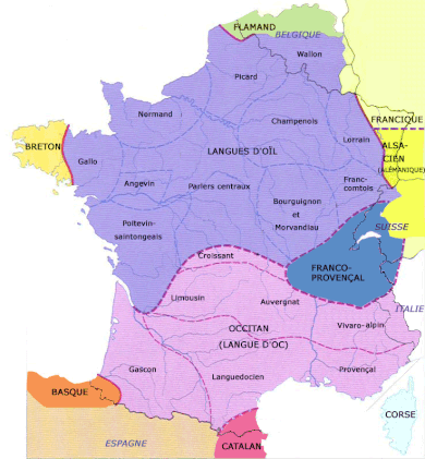 Carte des langues régionales