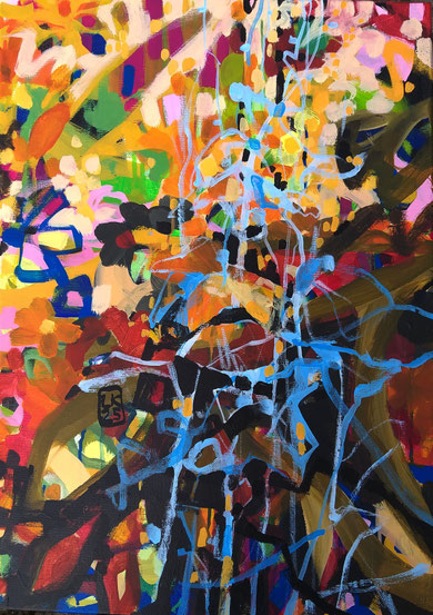Flirren, 2025, 50 x 70 cm, Acryl auf Leinwand, CHF 1'450