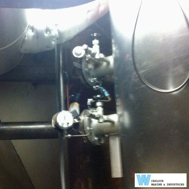 A PT100 temperature sensor installed in the heating installation of a ship.