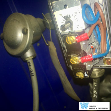 A PT100 temperature sensor installed on a ship.