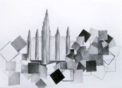 Das Wiener Rathaus 5, Bleistift auf Papier, 42 x 29,6 cm, Susanne Meyer, 2013