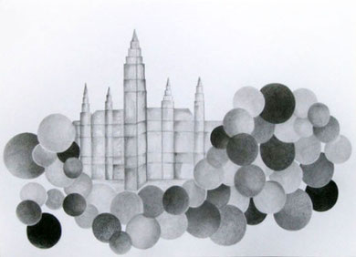 Das Wiener Rathaus 6, Bleistift auf Papier, 42 x 29,6 cm, Susanne Meyer, 2013