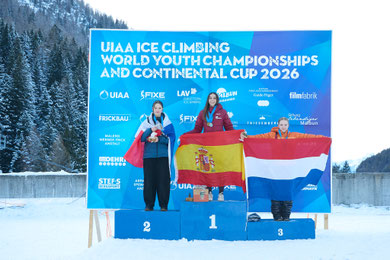 UIAA Ice Climbing Youth World ChampShips 2026 Podium U16 Lead Female