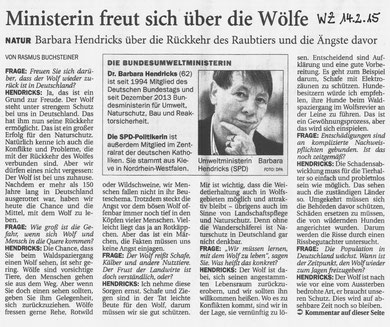 Wilhelmshavener Zeitung v. 14.2.2015