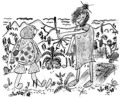 Textzeichnung aus dem Kanaren-Märchenroman: Nanito und der Ruf der Ahnen