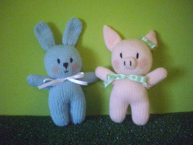 Animalitos tejidos a dos agujas