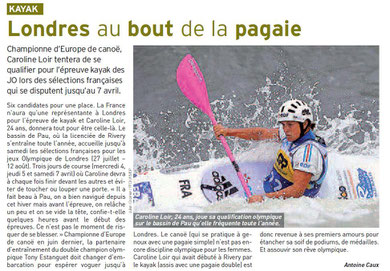 Location canoe kayak hortillonnages amiens  aticle JDA selection aux jeux olympiques