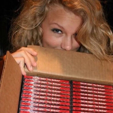 Taylor Swift packaging her "Tim McGraw" single CD (2005)