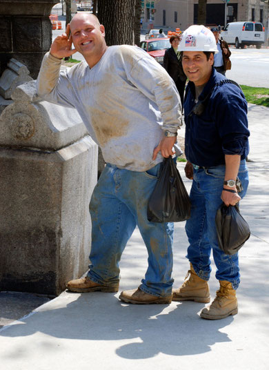 Construction guys on corner of W113th St and Amsterdam, Manhattan