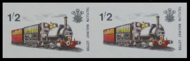 Talyllyn Railway: 1965 Investiture of H.R.H. Price of Wales. Colour trial imperforated pair.