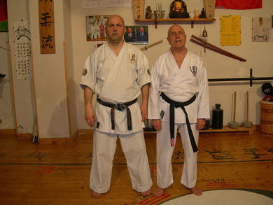 Shihan Francesco Cuzzocrea con l'allievo nonche' artista pittore Raffaele Muscolo