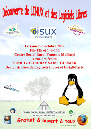 Journée LINUX au Coudray saint Germer .Affiche réalisée par J-Claude Peter