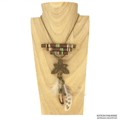 broche utopia macramé plume perruche