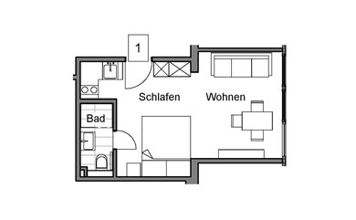 Grundriss Loft 1 im Strandloft Eins Norderney