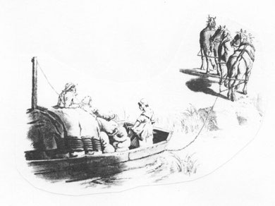 A horse-drawn barge