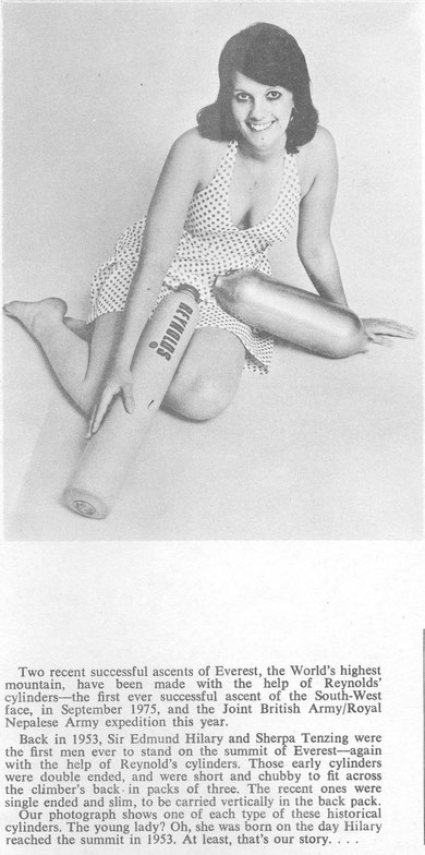 1953 and 1975 types of Reynolds oxygen cylinders (via K. Sprayson)