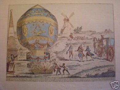 Arrivée du ballon Montgolfier à Gentilly (Butte aux Cailles) le 21 novembre 1783