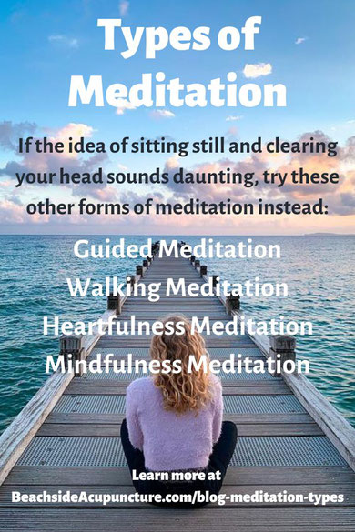 Types of meditation: guided meditation, walking meditation, heartfulness meditation, mindfulness meditation