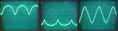 Enfin le Sinus. Ajuster T4 (47K) de façon à obtenir une sinusoïdale (figure 3). En fait ça ressemble à un Triangle dont les pointes seraient arrondies.