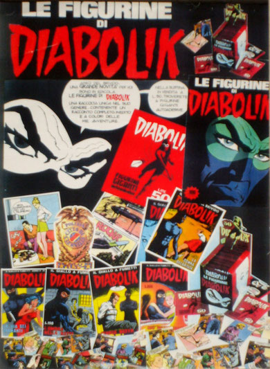 La locandina delle figurine di Diabolik