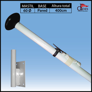 mastil aluminio con driza base paralela pared don bandera