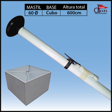 mastil aluminio 6m base portatil rellenable don bandera