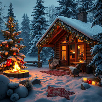 NOËL AU CHALET. Image générée par IA, selon mes critères...
