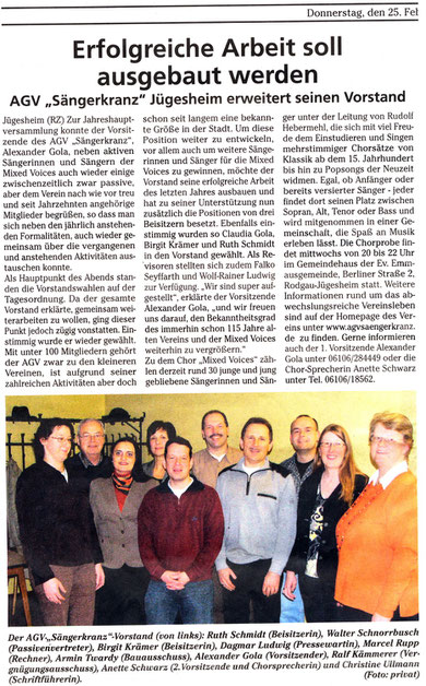 19.02.2010 - Jahreshauptversammlung