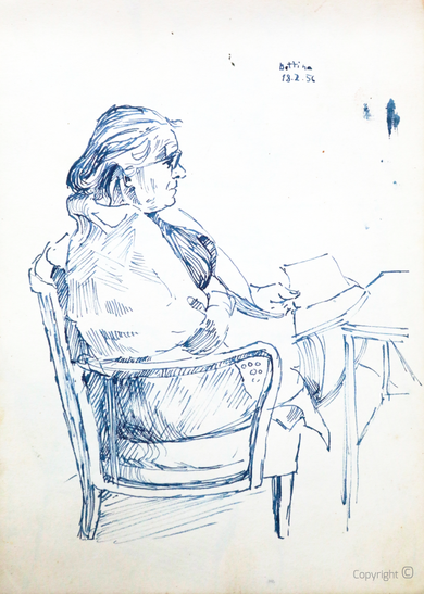 Bettina Heinen-Ayech (1937-2020): Erna Heinen-Steinhoff reading, 1956   