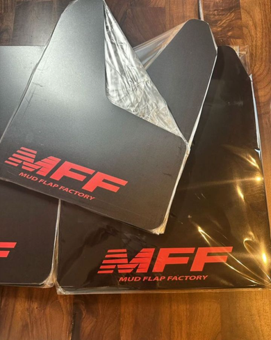 Black mud flaps with Red MFF logo