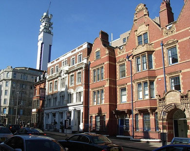 Newhall Street leading up to Great Charles Street Queensway. New Hall iself would have stood just out of sight out of the photograph.