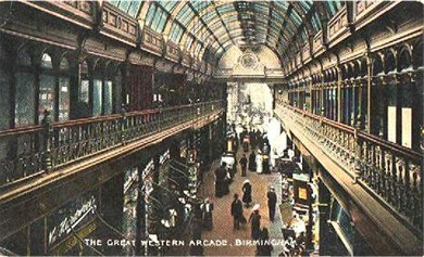 The Great Western Arcade c1900 built over the Snow Hill tunnel. Thanks for the use of this postcard to Dave Gregory, Postcards of the Past website. See Acknowledgements for a link to his site.