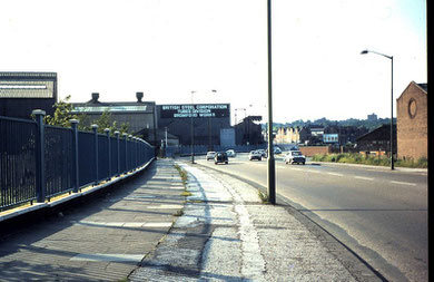 Bromford Steel Mill in the 1970s, looking north. Photograph by Olwyn Powell on Old Birmingham Pictures, reuse permitted under Creative Commons licence Attribution-Non-Commercial-Share Alike 2.0 UK: England & Wales.