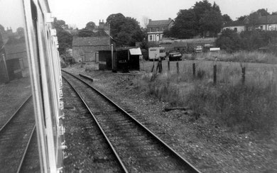 Site of Kings Heath Station and goods yard in 1972. Image by Michael Westley on Geograph SP0782 reusable under Creative Commons licence Attribution-ShareAlike 2.0 Generic (CC BY-SA 2.0). The train is heading towards the City Centre.