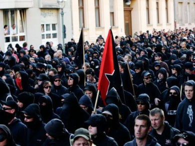 Socialrevolutionær blok på Revolutionær 1.maj - demo, Berlin 2009