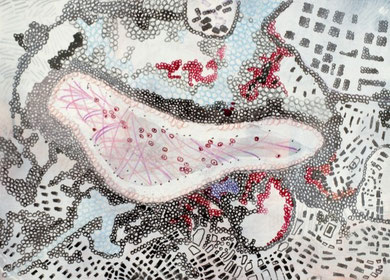 W.Tolko, o.T.2010 MIschtechnik auf Papier 15x21 cm