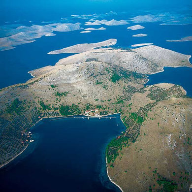 View of the Kornati Archipelago with small islets around