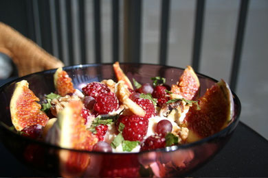 Fresh Raspberry Mint Fig Fruit Salad