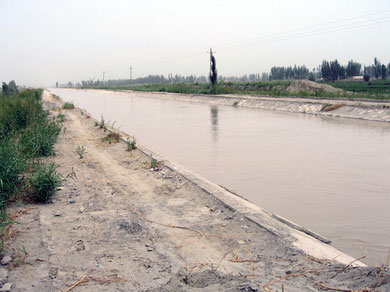 オアシスを巡る主幹水路（新疆）