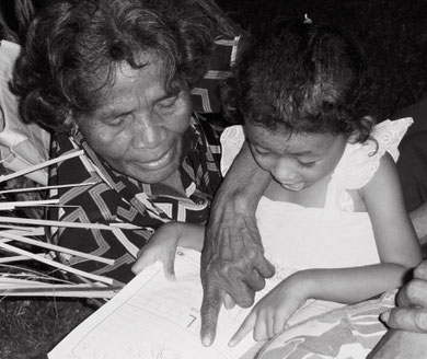 Hue with her granddaughter