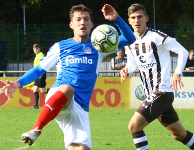 Tim Siedschlag gegen St Pauli. Fotos: pin
