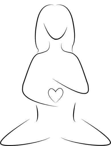 Illustration einer Frau mit einem Herz in ihrer Mitte