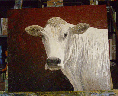 Schweizer Kuh (Öl auf Leinwand, 50 x 60 cm)