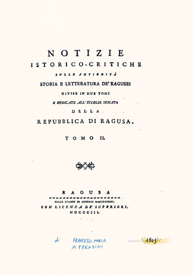 Il libro di  Francesco Maria Appendini , 1803