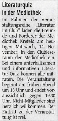 Westdeutsche Zeitung, 14. November 2018