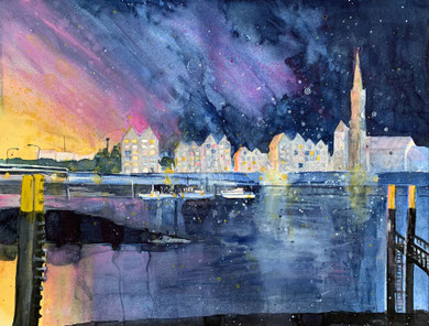 Bremen, Stephaniviertel von der Neustadt aus gesehen, Aquarell 36x48cm, 8/2021