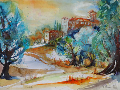 Toskana_Landschaft der Crete_30x40 cm